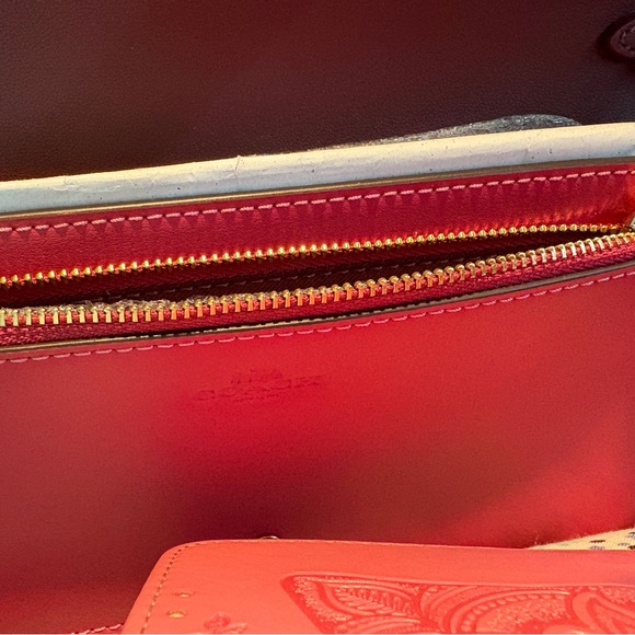 Coach Fuchsia Embossed Wallet w/ Cross body Strap and Cardholder Set - Picture 16 of 16